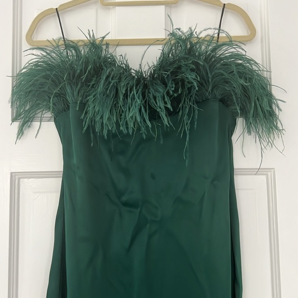 Zara Strapless Feather Silk Dress Size Small - Picture 2 of 4